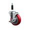 Service Caster 4'' Red Poly Swivel 7/8'' Expanding Stem Caster with Brake SCC-EX20S414-PPUB-RED-TLB-78 - alternate 1